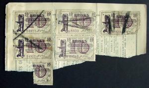 USA, Brinks Chicago City Express Co stamps (5) on piece