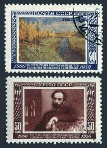 Russia 1527-1528 reprint 1955, CTO. Mi 1525-1526. I.I .Levitan, painter, 1950.