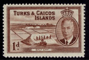 TURKS & CAICOS ISLANDS GVI SG222, 1d red-brown, M MINT.