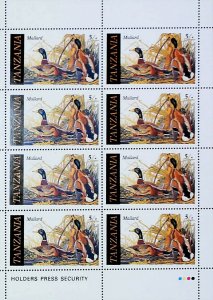 Mallard Birds Wild Life Ornithologist J Audubon 1986 Tanzania MNH Sheet X411-