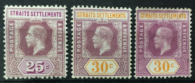 Malaya 1914 Straits Settlements KGV 25c & 30c shades Mint MCCA SG#205&207 M2400