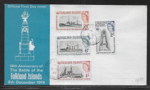 Falkland Islands 150-153 50th Battle of Falkland Islands FDC (sch)