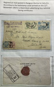 1962 Rangoon Burma Airmail Lloyds Bank Ltd Cover To Calcutta India Wax Seal