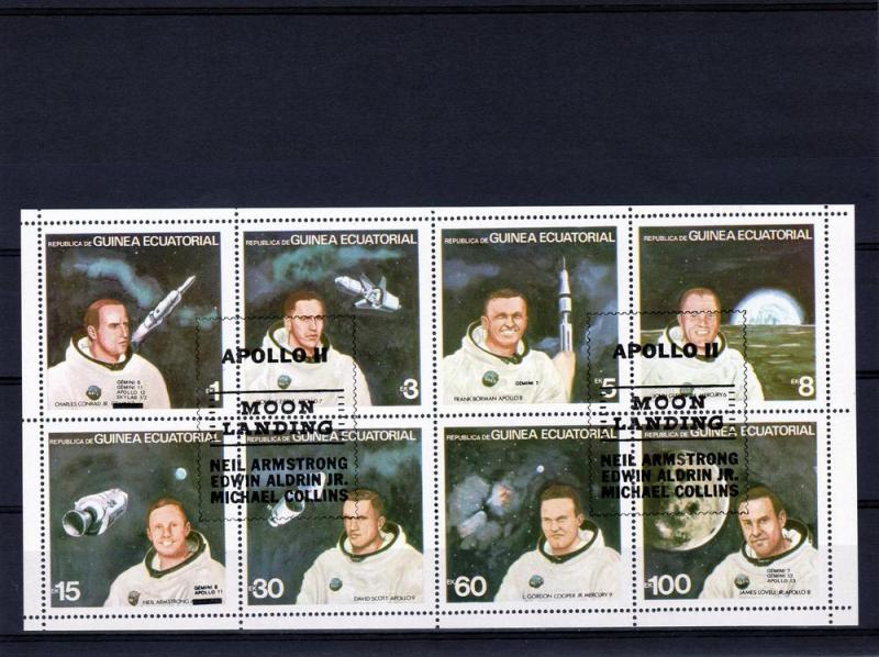 Equatorial Guinea 1979 Astronauts ovpt.Apollo 11 Shlt(8)Perf