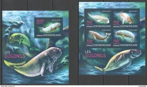 2013 Central Africa Fauna Marine Life Mermaids Les Dugongs Kb+Bl ** Ca702