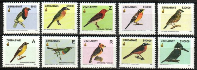 Zimbabwe Stamp 976-985  - Birds