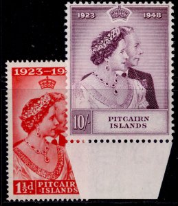 PITCAIRN ISLANDS GVI SG11-12,  1949 ROYAL SILVER WEDDING set, NH MINT. Cat £41.