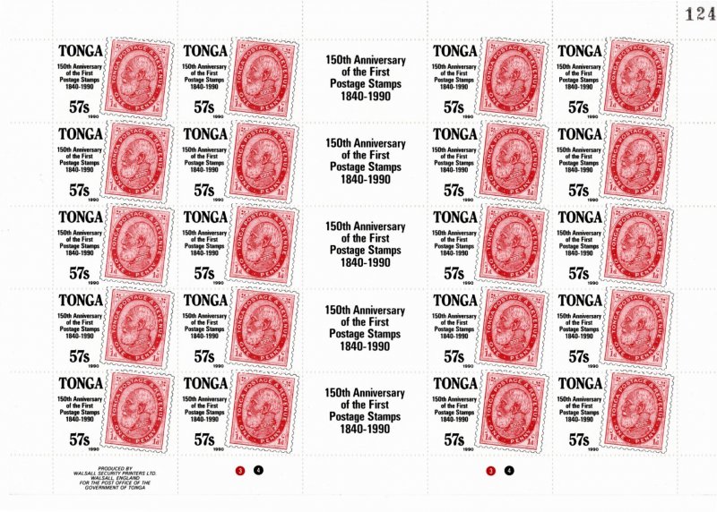 Tonga 1990 MNH Sc 739-43 sheets of 20