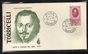 Italy FDC Venetia 1958 Torricelli not traveled