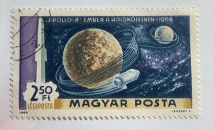 Hungary 1969 Scott C292 used - 2.50 Ft,  Apollo 8 in Orbit around Moon