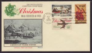 US 1550-1552 Christmas 1974 Fleetwood U/A FDC