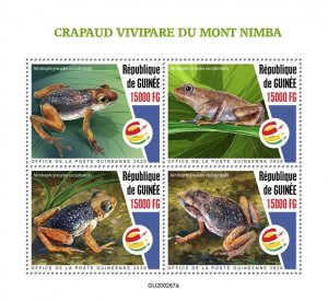 GUINEA - 2020 - Mount Nimba Viviparous Toad - Perf 4v Sheet - Mint Never Hinged