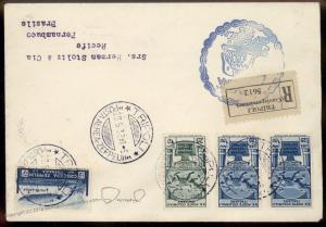 Cirenaica 1933 Graf Zeppelin Eritrea Italy 12L SAF 2 Flights Cover Experti 92169