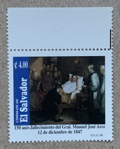 El Salvador 1998 Death of Jose Arce painting, MNH. Scott 1489, CV $2.00