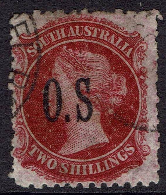 SOUTH AUSTRALIA 1891 QV OS 2/- ERROR NO STOP AFTER S PERF 11.5 - 12.5 USED 