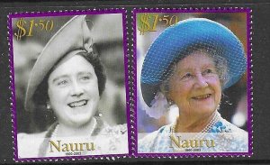 NAURU SG546/7 2002 QUEEN MOTHER  MNH