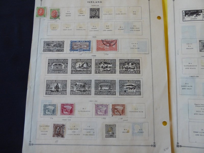 Iceland 1902-1940 Stamp Collection on Album Pages