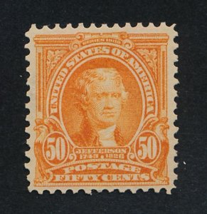 U.S. 310 MINT F-VF HINGED 50c ORANGE JEFFERSON