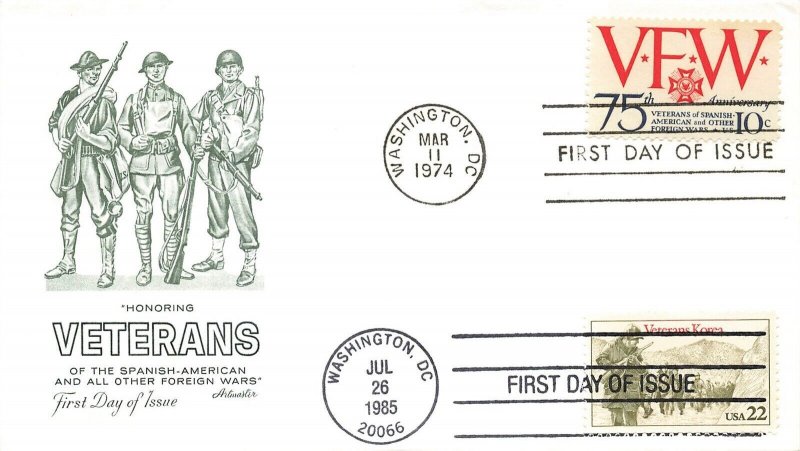 1525 & 2152 VFW & KOREA VETERANS COMBO FDC