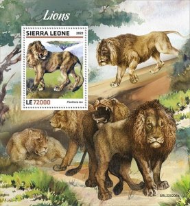 Sierra Leone - 2022 Lions on Stamps - Stamp Souvenir Sheet - SRL220206b