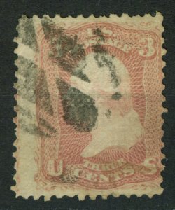 USA, 1868, George Washington 3c rose, GRILL D, Sc # 85, used, no certificate