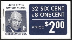 US BK119 Eisenhower Booklet - 32 - 6c & 1 - 8c with Dull Gum. 