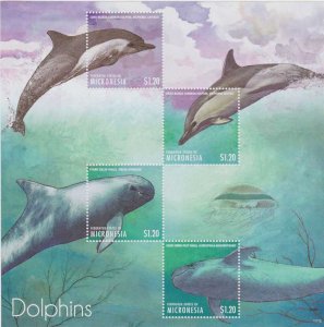 Micronesia - 2013 Dolphins - 4 Stamp Sheet - MIC1316