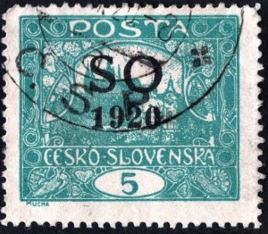 Eastern Silesia SC#23 5h Hradcany at Prague: Overprint SO 1920 (1920) Used