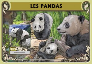 Wild Animals Pandas Stamps Niger 2016 MNH Bears Giant Panda Fauna 1v S/S