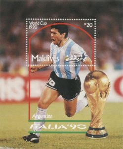 Maldives 1997 - World Cup Maradona Football Souvenir Stamp Sheet Scott 1493 MNH