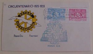 CUBA ROTARY CLUB FDC IMPERF SE-TENANT 1955 CACHET UNADDRESSED