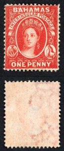 Bahamas SG33x 1d Scarlet-vermilion Wmk Crown CC Reversed M/M