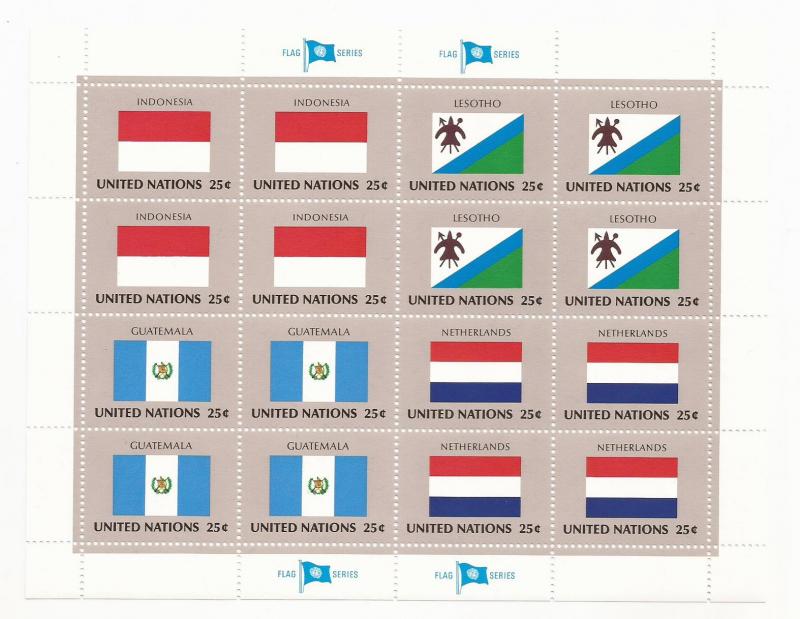 1989 UN NY - Mini Sheet Set UN Flags Series #554 - 569