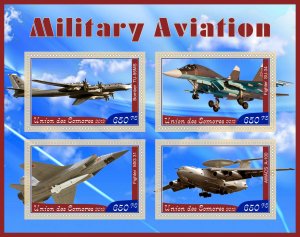 Stamps.  Transport. Military Aviation  2019 year 1+1 sheets perforated