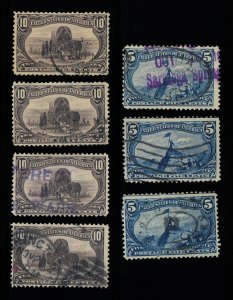 WHOLESALE LOT OF 7 STAMPS GENUINE SCOTT #288 (3) & #290 (4) USED 1893 TRANS-MISS