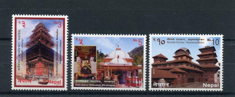 Nepal 2015 MNH Temples 3v Set Doleshwor Mahadev Architecture Buildings Stamps