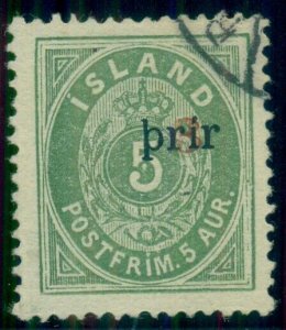 ICELAND #31a (33) Prir 3 (large), used, VF, Nielsen certificate, Facit $4,200.00