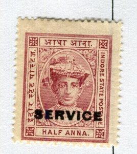 INDIAN STATES; INDORE 1904-06 early local issue Mint hinged SERVICE 1/2a. value