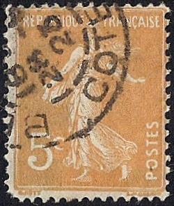 France #160 5C Sower, Orange Stamp used VF