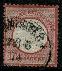 GERMANY EMPIRE 1872 1g ROSE-CARMINE USED (VFU) SG 19 P.13.5 x 14.5 FINE