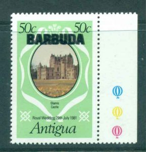 Barbuda 1981 Charles & Diana Wedding 50c Double Opt MUH lot44786