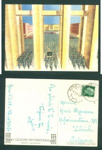 Italy. 1938 Card Militaria. 4* Legione Universitaria B. Mussolini  Adr: Switz
