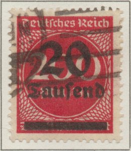 Germany Deutsches Reich Hyper Inflation 20T on 200Mk stamp Weimar Republic Mi282