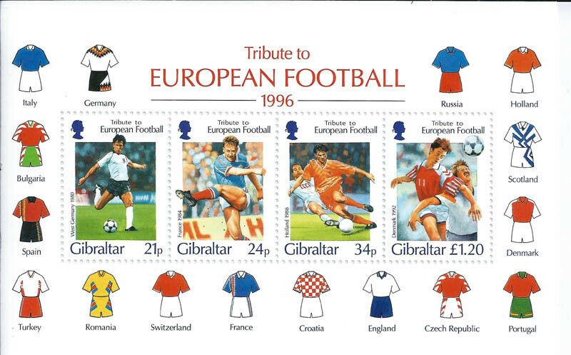 Gibraltar Wholesale Euro Football Stamp S/S 10 Sheets Below Face #710a