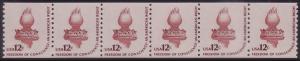 #1816 Freedom of Conscience 12c Joint Line Pair Strip 6 MNH