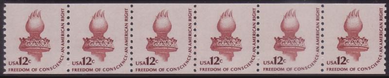 #1816 Freedom of Conscience 12c Joint Line Pair Strip 6 MNH