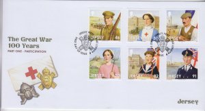 Jersey 2014, 'The Great War, Set of 6  . on FDC