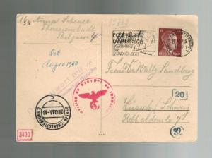 1943 Germany Theresienstadt Concentration Camp Postcard Cover to Switzerland KZ