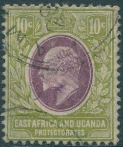 Kenya Uganda and Tanganyika 1907 SG37 10c lilac and pale olive KEVII FU (amd)