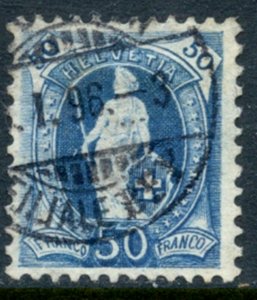 SWITZERLAND Sc#86a 1891 50c Blue Perf. 11.5 x 11 Nice Stamp Used